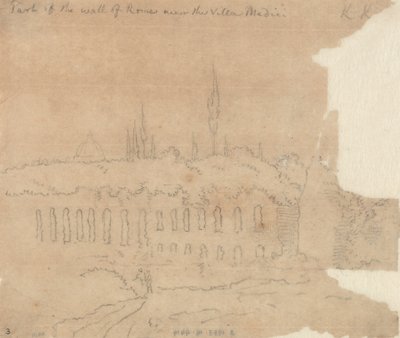 Teil der Mauer von Rom in der Nähe der Villa Medici von John Robert Cozens